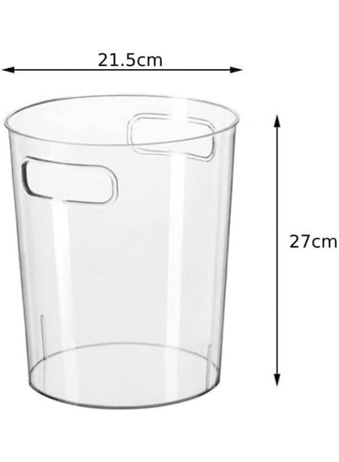 MOMENT Small Trash Can Plastic Wastebasket 21.5X27Cm Round Garbage Container Bin With Handles For Bathroom, Bedroom, Kitchen, College Dorm, Office, Craft Room - Clear - Image 2