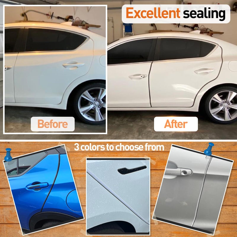 ecocstm Car Door Edge Guards, 16.4Ft(5m) Car Door Protector Edge Guards Rubber Seal, Doors Edge Trim U Shape Edge Guards for Cars Trucks Suvs (White) - Image 5