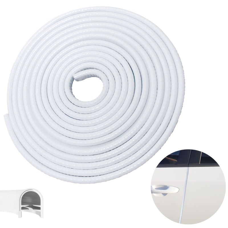 ecocstm Car Door Edge Guards, 16.4Ft(5m) Car Door Protector Edge Guards Rubber Seal, Doors Edge Trim U Shape Edge Guards for Cars Trucks Suvs (White) - Image 1