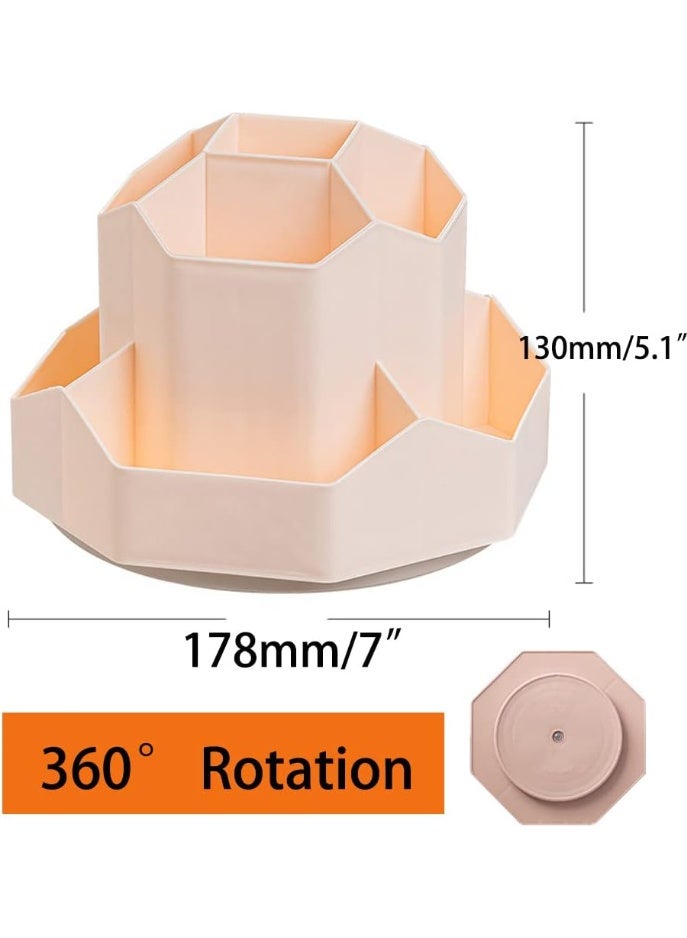 Rotating Art Supply Storage Organizer,Pencil Holder with 9 Compartment, Pen Storage Organizer, for Kids Art Desk, Homeschool Supplies, Home Office Desktop Organizer(Pink) - Image 3