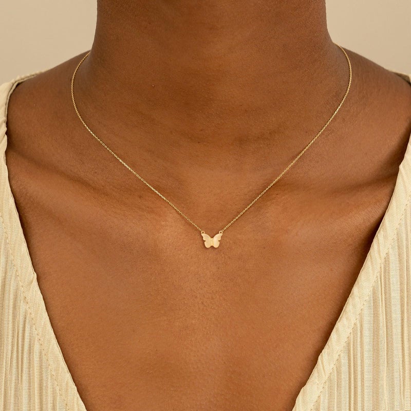 VRIUA Gold Necklace for Women 14k Gold Plated Dainty Gold Butterfly Necklace Simple Pendant Minimalist Jewelry for Women - Image 2