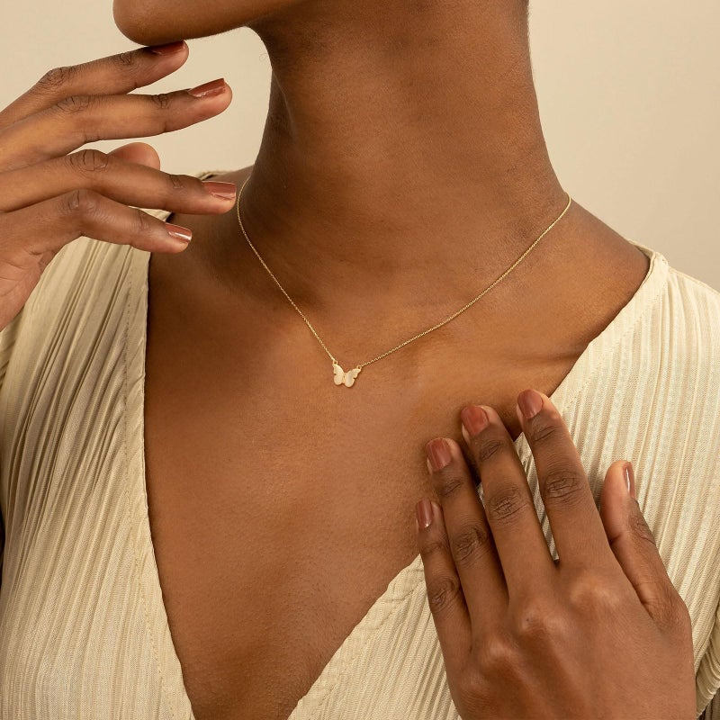 VRIUA Gold Necklace for Women 14k Gold Plated Dainty Gold Butterfly Necklace Simple Pendant Minimalist Jewelry for Women - Image 3