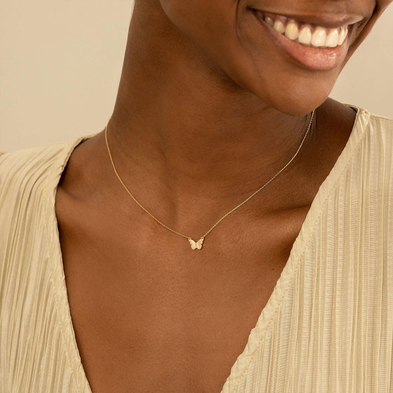 VRIUA Gold Necklace for Women 14k Gold Plated Dainty Gold Butterfly Necklace Simple Pendant Minimalist Jewelry for Women - Image 5