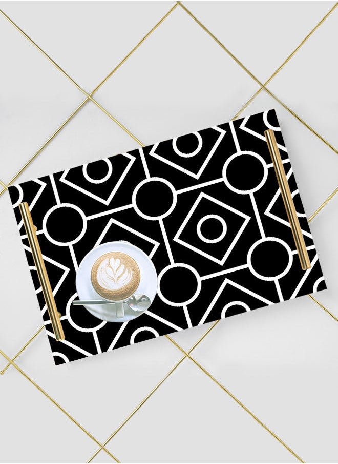 LOWHA Decorative Acrylic Serving Tray with Gold Color Metal Handles Geometric Seamless Pattern 20x30cm  - Image 5