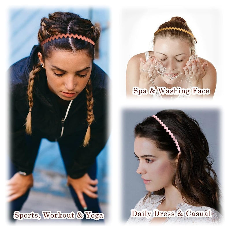 YONOY 12 Pcs Plastic Headbands, Thin Non-Slip Hair Bands for Women, Men, and Teens - Image 3
