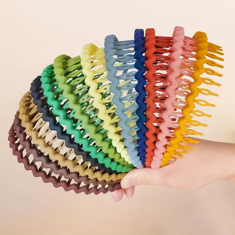 YONOY 12 Pcs Plastic Headbands, Thin Non-Slip Hair Bands for Women, Men, and Teens - Image 1