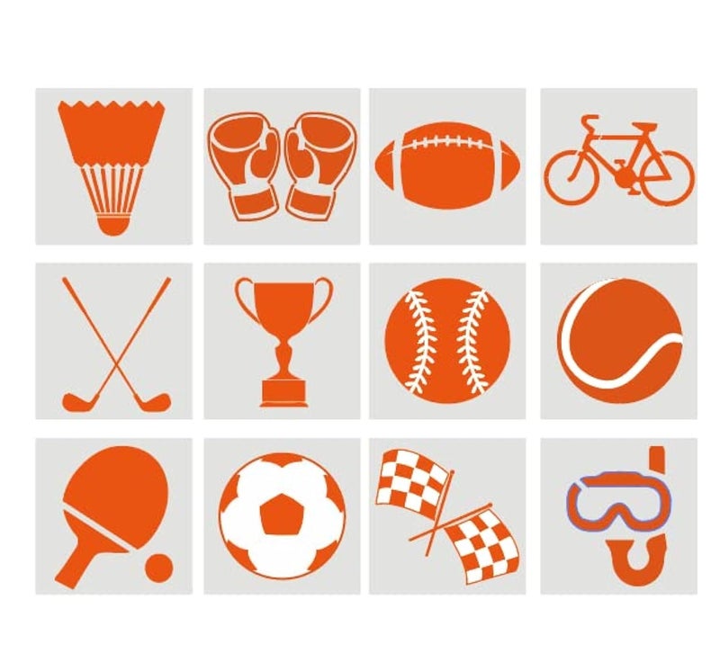 12 Pieces Sports Stencils for Painting Sports Ball Stencils Football Basketball Golf Soccer Baseball Racing Stencils Reusable Ball Drawing Templates for Wood Canvas DIY Decor 6  6 inch