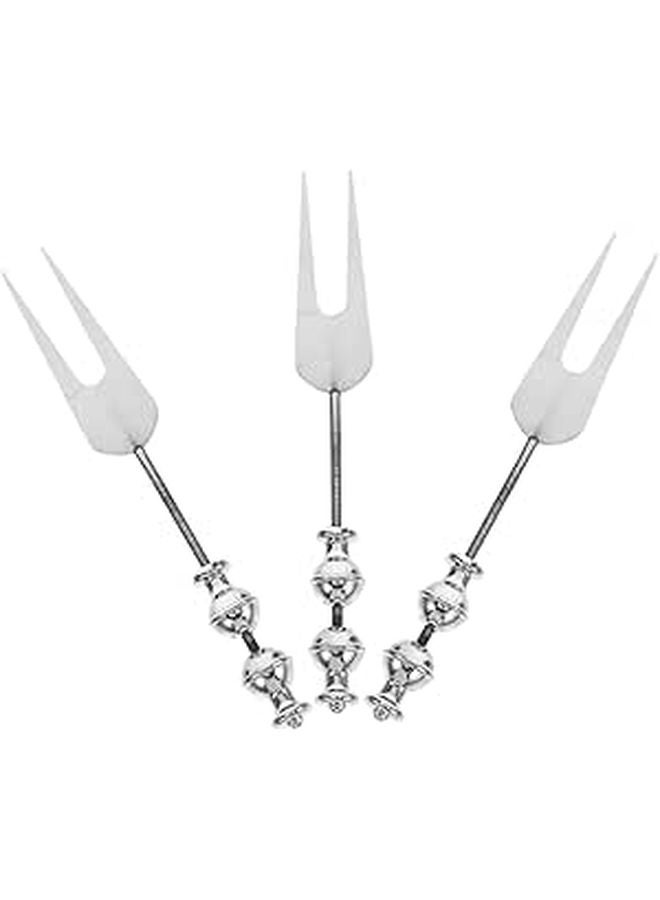 Stainless Steel Fruit Forks Set of 3 with Smooth Finish DIY Beaded Design for Cocktail Dessert Home Party Picnic - Image 1