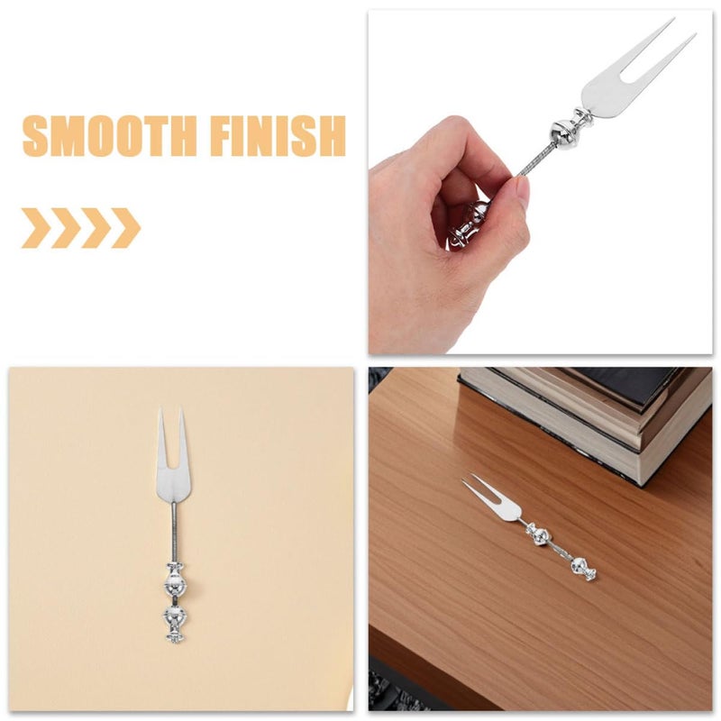 Stainless Steel Fruit Forks Set of 3 with Smooth Finish DIY Beaded Design for Cocktail Dessert Home Party Picnic - Image 4