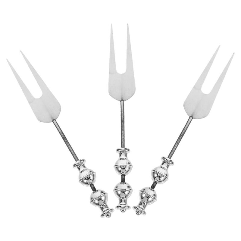 Stainless Steel Fruit Forks Set of 3 with Smooth Finish DIY Beaded Design for Cocktail Dessert Home Party Picnic - Image 2