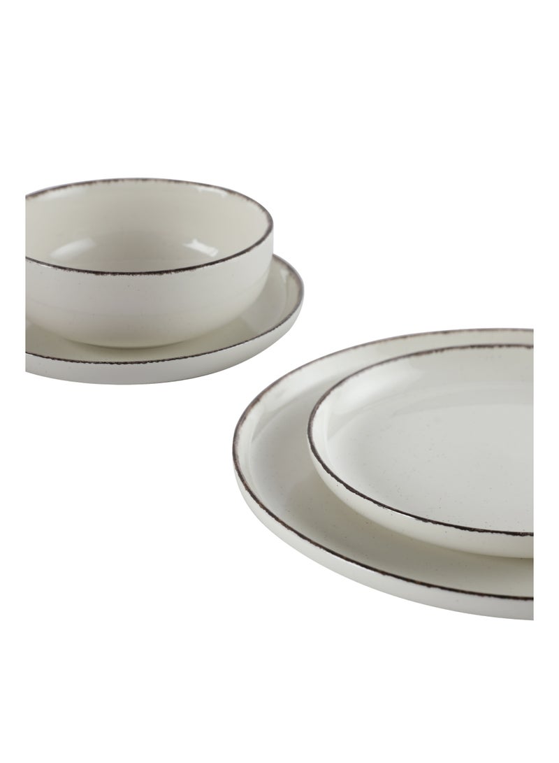 ايست من نون طقم سفرة من البورسلين مكوّن من 12 قطعة، يحتوي على 4 أطباق عشاء مقاس 27 سم، 4 أطباق جانبية مقاس 19.5 سم، 4 أطباق شوربة مقاس 15.2 سم | آمن للاستخدام في غسالة الصحون والميكروويف بلون رملي سادة - Image 2