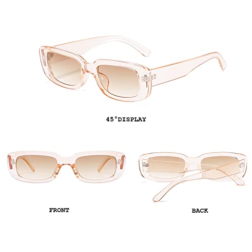 BUTABY Rectangle Sunglasses for Women Retro Driving Glasses 90’s Vintage Fashion Narrow Square Frame UV400 Protection Champagne - Image 2