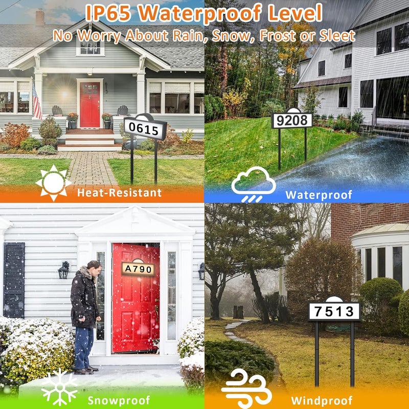 INDARUN Solar Address Sign, House Address Numbers for Outside, Illuminated House Numbers Outdoor Waterproof with Warm White & Cool White, Lighted Address Plaque Wall Mounted/In Ground, for Houses, Yard, Home - Image 5