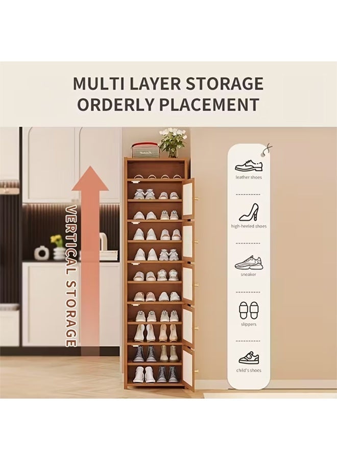 كلناميان خزانة أحذية مع درج منسوج - منظم مدخل صغير يتسع لزوجين، سهل التركيب، مثالي للمساكن والمنازل 175*33*43 سم - Image 3