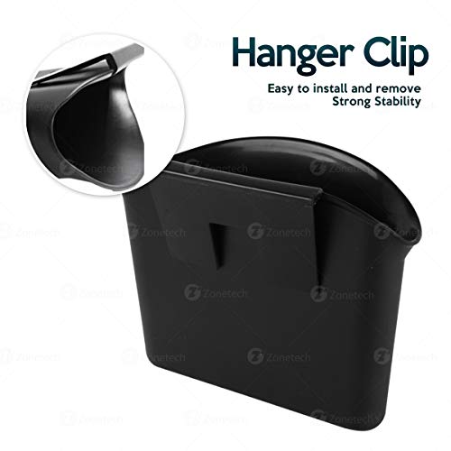ZONETECH Portable Hanging Mini Car Garbage Can – Classic Black Trash Container - Premium Quality Automotive Universal Compact Traveling Wastebasket for Vehicle,Office, Home (1-Pack) - Image 5