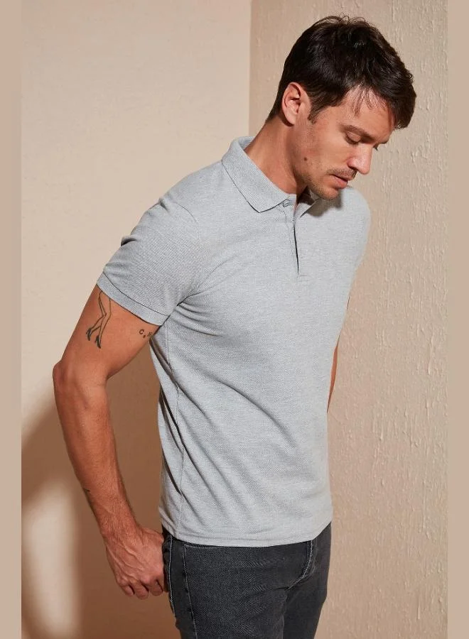 بوراتي تيشيرت بولو قطن رجالي بقصة عادية