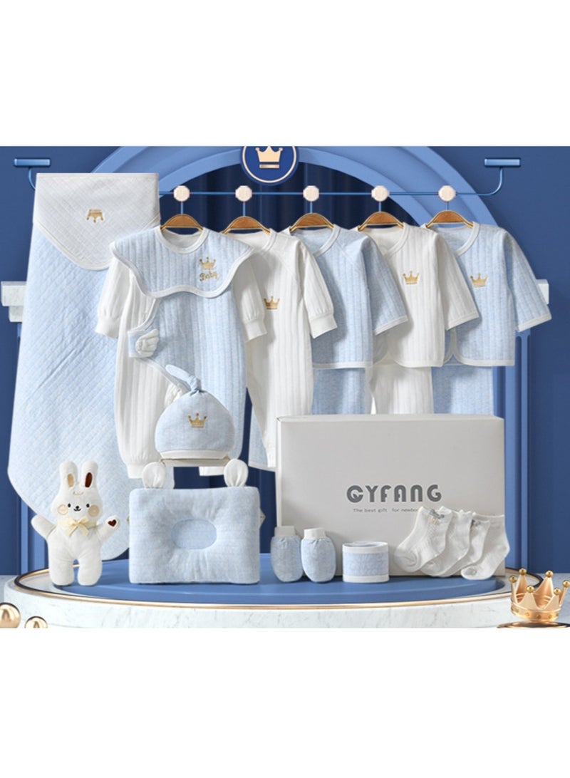 KUYING 20 Pieces Baby Gift Box Set, Newborn Blue Clothing And Supplies, Complete Set Of Newborn Clothing Thermal insulation  - Image 1