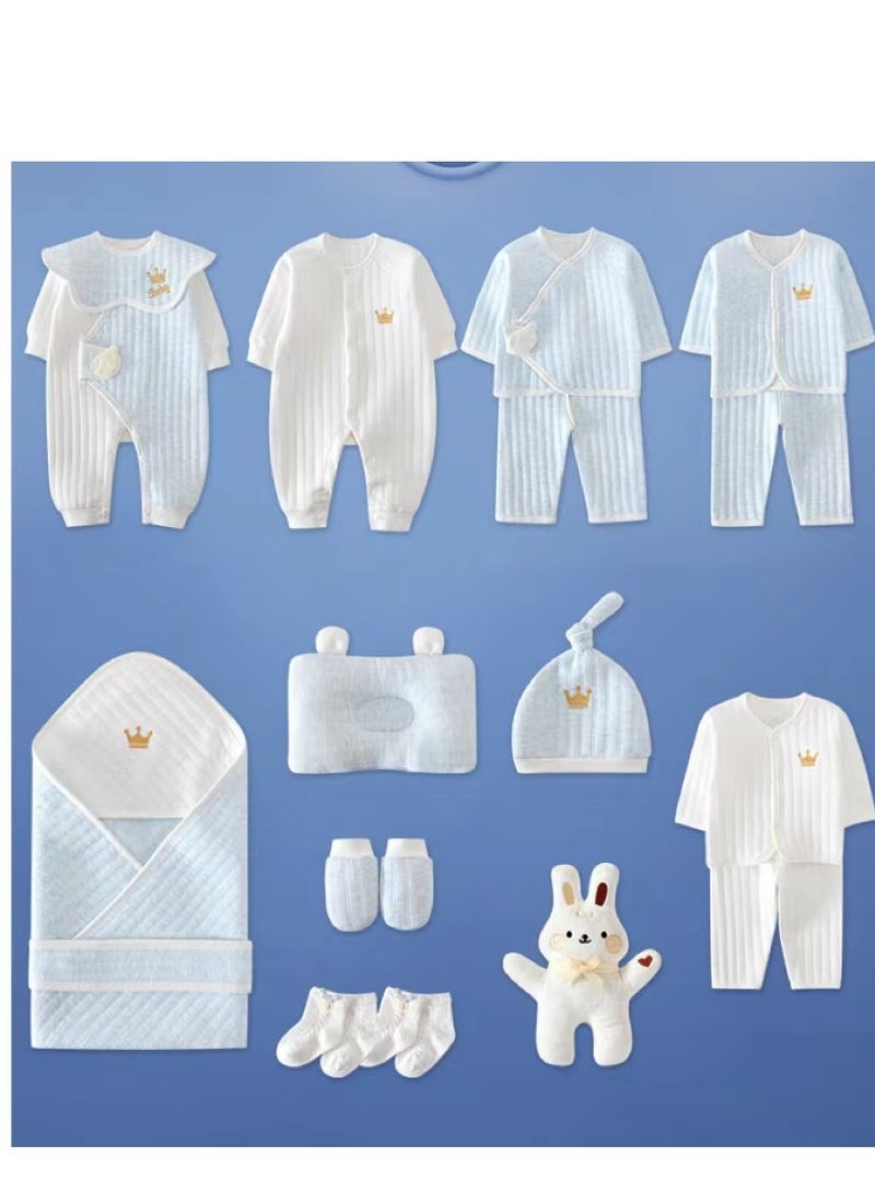 KUYING 20 Pieces Baby Gift Box Set, Newborn Blue Clothing And Supplies, Complete Set Of Newborn Clothing Thermal insulation  - Image 2