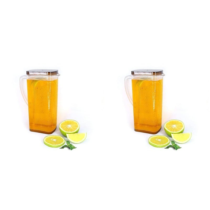 Black Olive Black Olive Multipurpose Transparent Square Juice Jug Unbreakable Stylish Drinking Beverage Soft Drinks Water Jug with Plastic Lid for Dining Table Kitchen and Restaurant Multicolor 2000 ML