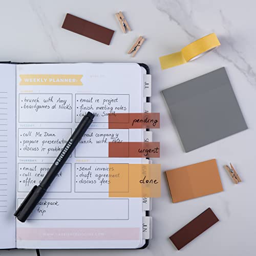 DiverseBee Transparent Sticky Notes (Includes Quick Dry Pen), Cute Clear Sticky Tabs, Translucent Page Flags Book Markers Stickers, Planner Accessories Bible Journaling Study Office Supplies (Dune) - Image 5