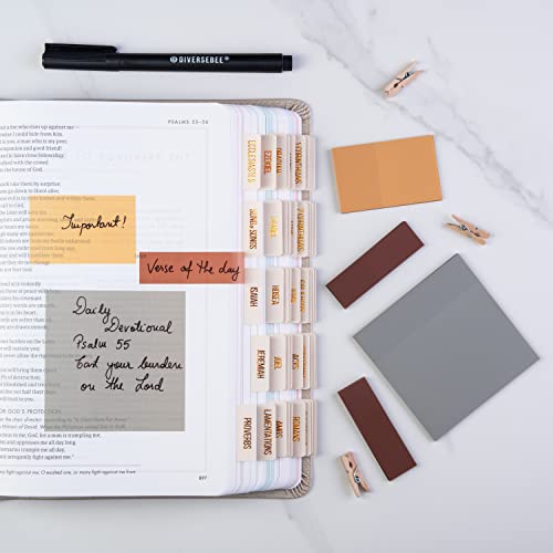 DiverseBee Transparent Sticky Notes (Includes Quick Dry Pen), Cute Clear Sticky Tabs, Translucent Page Flags Book Markers Stickers, Planner Accessories Bible Journaling Study Office Supplies (Dune) - Image 3