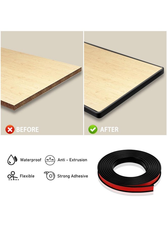 HeiPen U-Shape Edge Banding, HeiPen 16.4ft Self Adhesive Rubber Edge Trim, Fit 11-12mm Edge, TPE Flexible Furniture Edge Protector for Wood Veneer Cabinet Repair Furniture Restoration (Black, 12mm*16.4ft) - Image 2