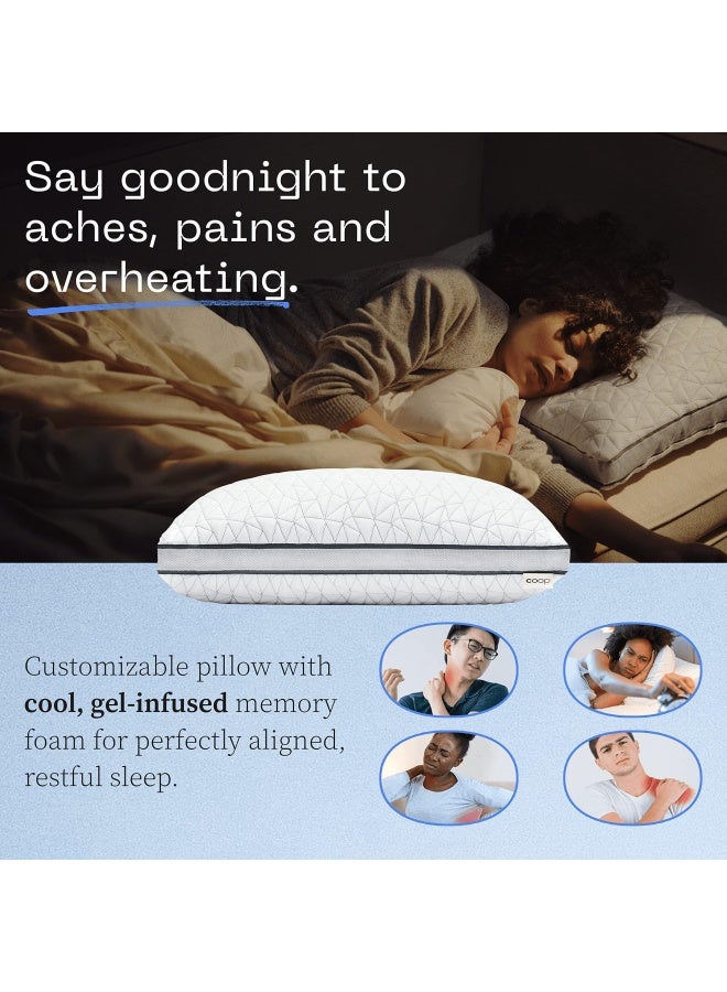 Coop Home Goods وسادة سرير Eden Pillow بحجم كبير للنوم المتوسط وسائد من إسفنج الذاكرة الناعم مع جل تبريد للظهر والمعدة والجانب، معتمدة من Certipur Us Greenguard Gold - Image 2