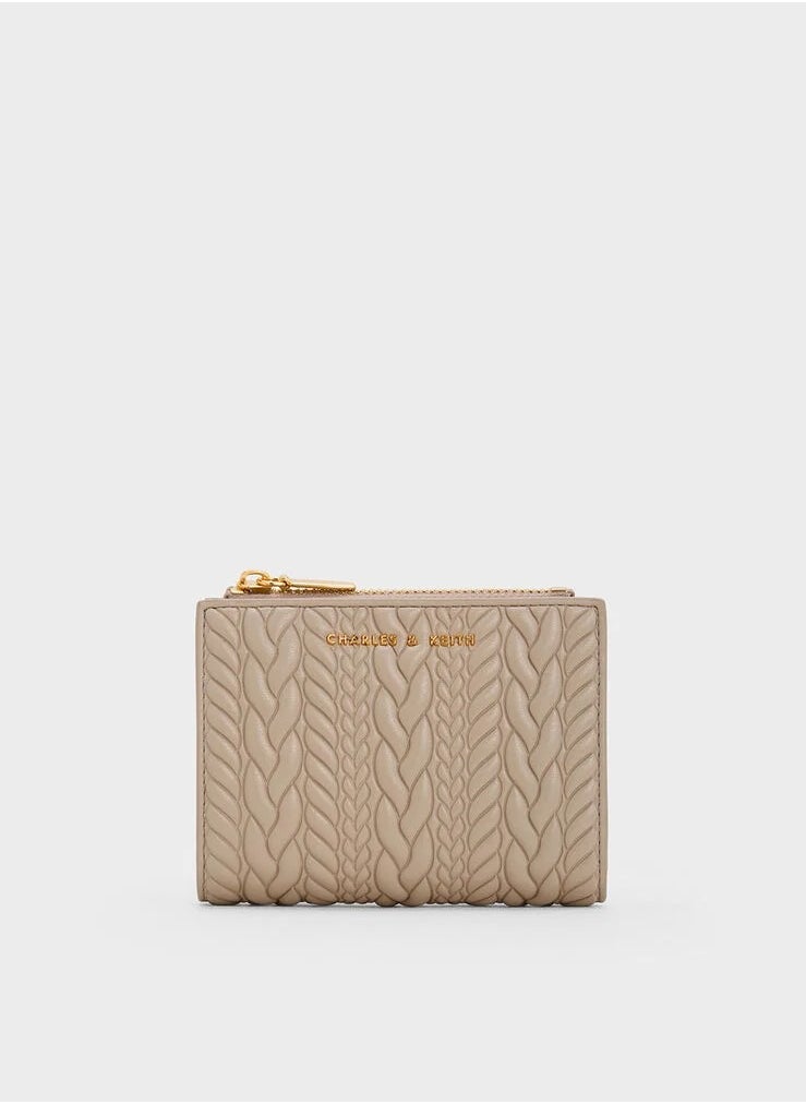 Charles & Keith Charles & Keith Card Holder Wallet for women, Apolline Textured Top-Zip Card Holder , Ladies Purse, Gift for women Girl - Taupe  - Image 1