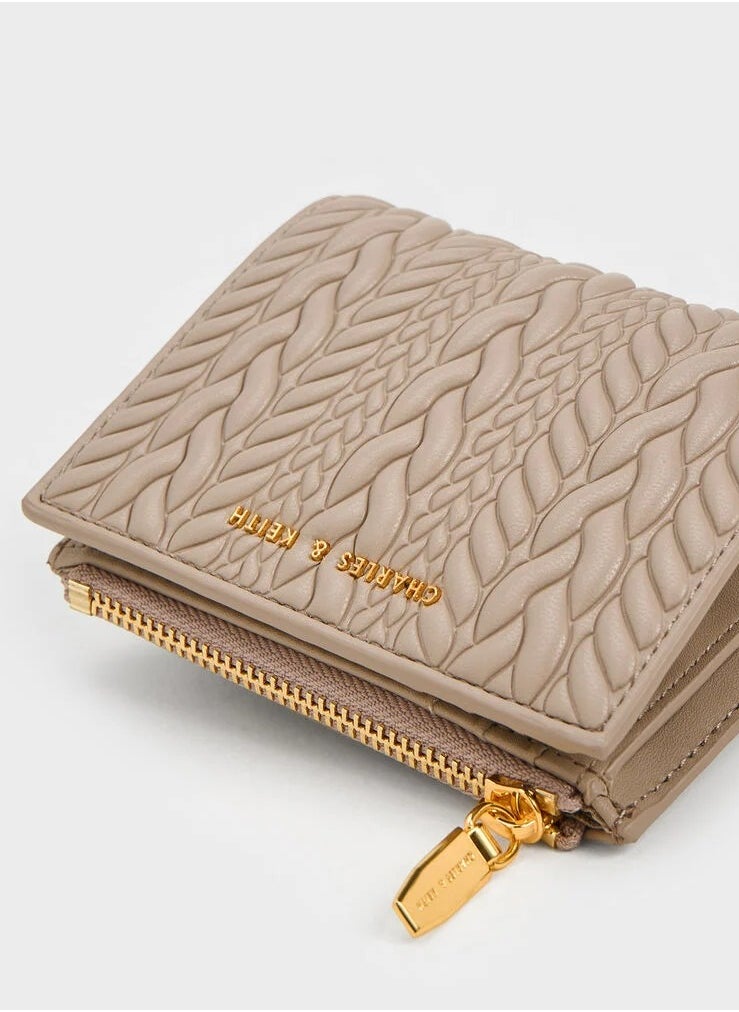 Charles & Keith Charles & Keith Card Holder Wallet for women, Apolline Textured Top-Zip Card Holder , Ladies Purse, Gift for women Girl - Taupe  - Image 3