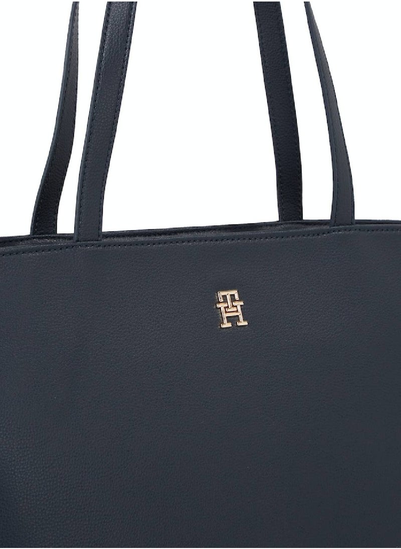 TOMMY HILFIGER - Women's Essential Signature Th Monogram Small Tote -  Recycled polyester mix, Blue - Image 1