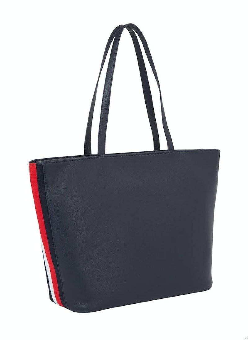 TOMMY HILFIGER - Women's Essential Signature Th Monogram Small Tote -  Recycled polyester mix, Blue - Image 1