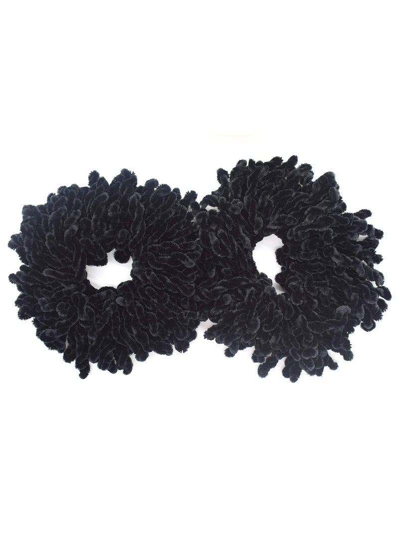 AUEAR - AUEAR, 2 Pack Scrunchie Headwear Hair Tie Ring Plain Big Hairband (Black) - Image 1