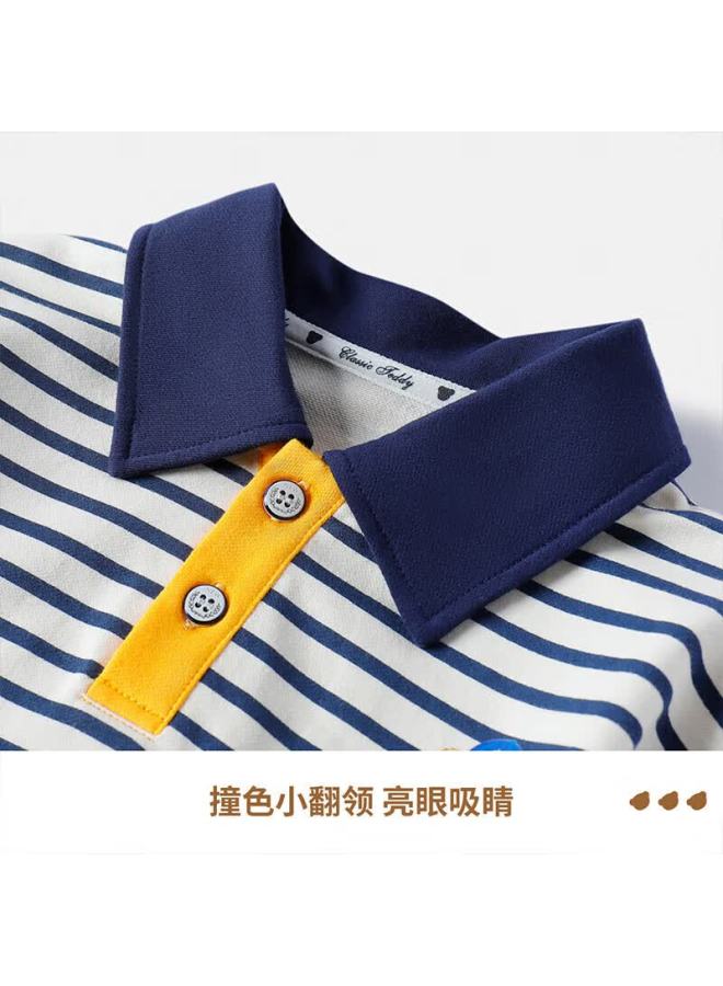 Classic Teddy Boys' Polo Shirt And Sweatpants Set, Dark Blue, Size 140, Spring Collection - Image 5
