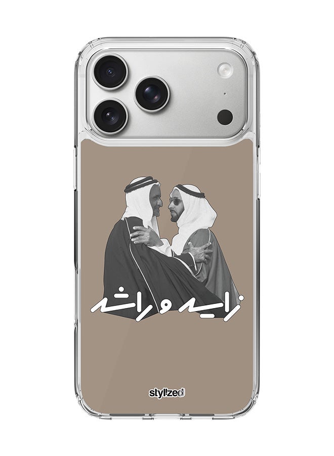 Stylizedd for iPhone 17 Pro Max Case [Compatible with MagSafe] Slim Magnetic cover Clear Phone Case - Sheikh Zayed And Sheikh Rashid, Warm Grey - Image 1