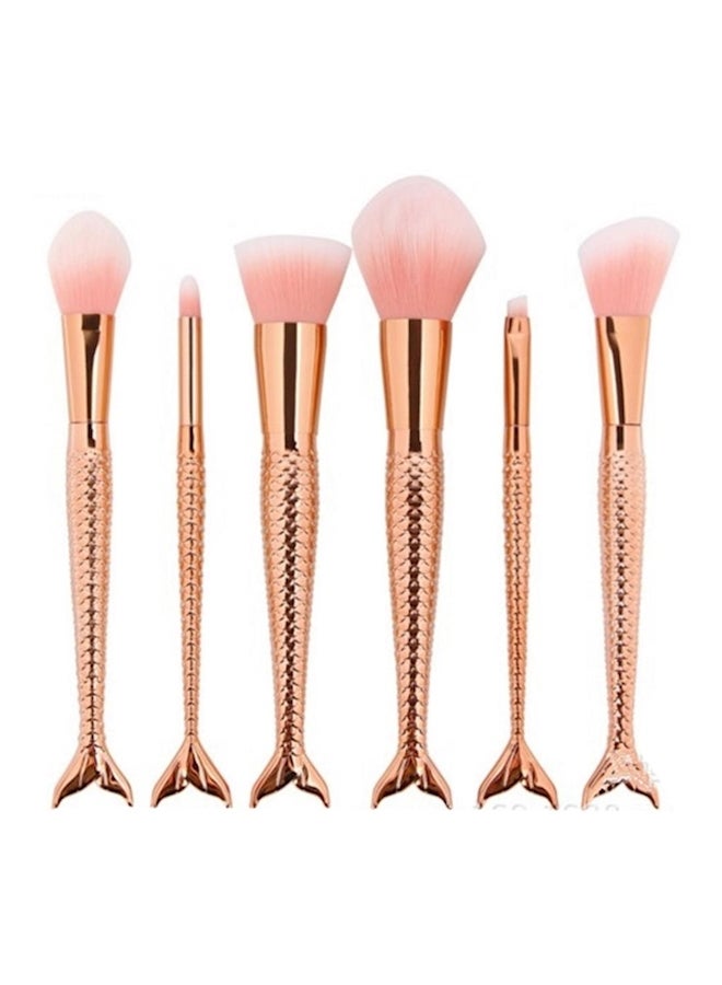 طقم فراشي لكريم الأساس ومكياج الحواجب من 6 قطع بيج / الذهب - Image 1