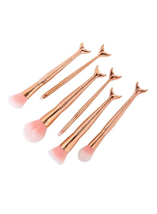 طقم فراشي لكريم الأساس ومكياج الحواجب من 6 قطع بيج / الذهب - Image 2