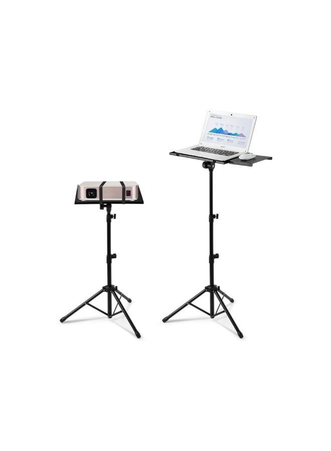 Projector Laptop Tripod Stand - Computer, Tablet, DJ Equipment Holder Mount with Gooseneck Phone Holder - Image 1