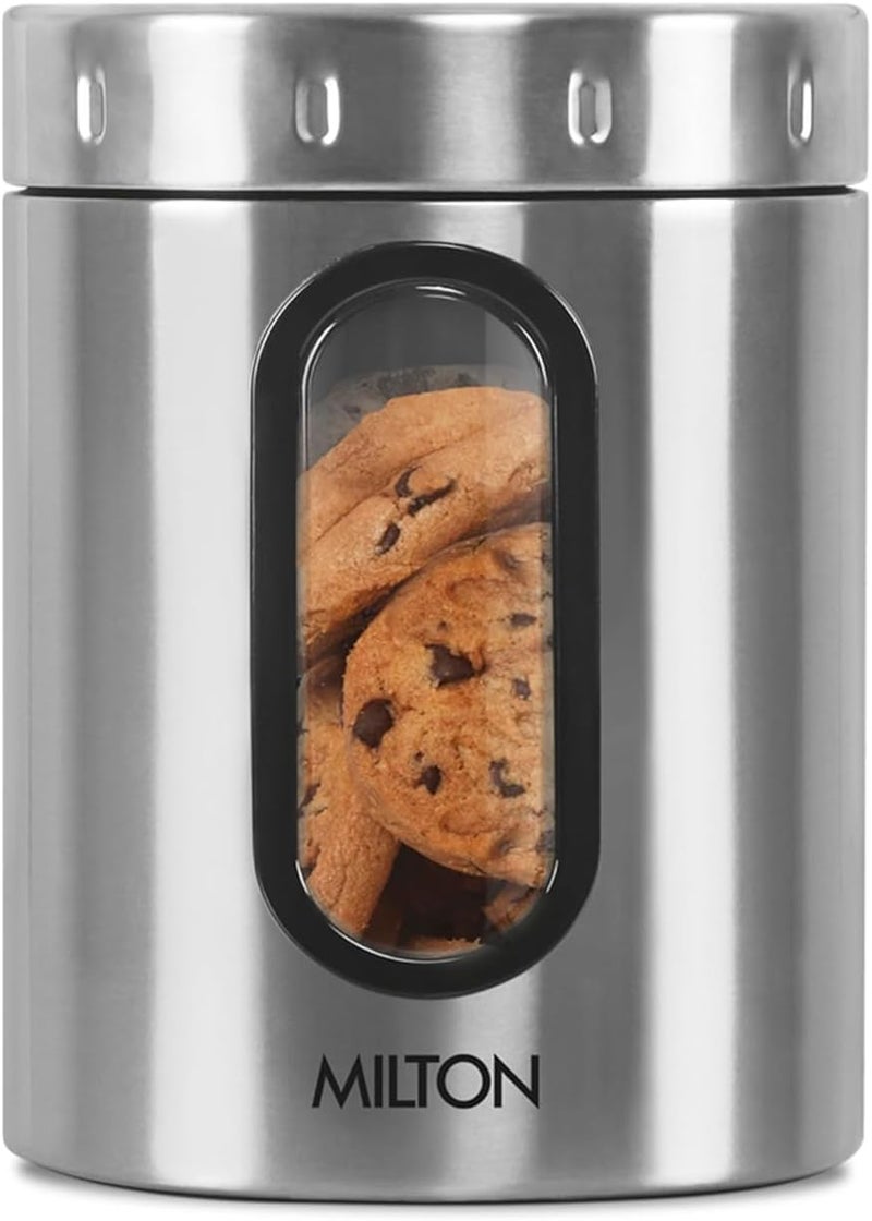 MILTON Steel Crispy 1000 Storage Jar, 1000 ml, Silver | Light Weight | Odour Proof | Dishwasher Safe | Air Tight | Single Walled | Easy to Clean | Kitchen Container - Image 1