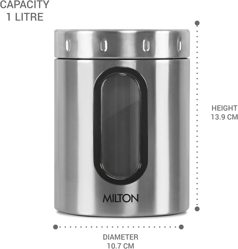 MILTON Steel Crispy 1000 Storage Jar, 1000 ml, Silver | Light Weight | Odour Proof | Dishwasher Safe | Air Tight | Single Walled | Easy to Clean | Kitchen Container - Image 5
