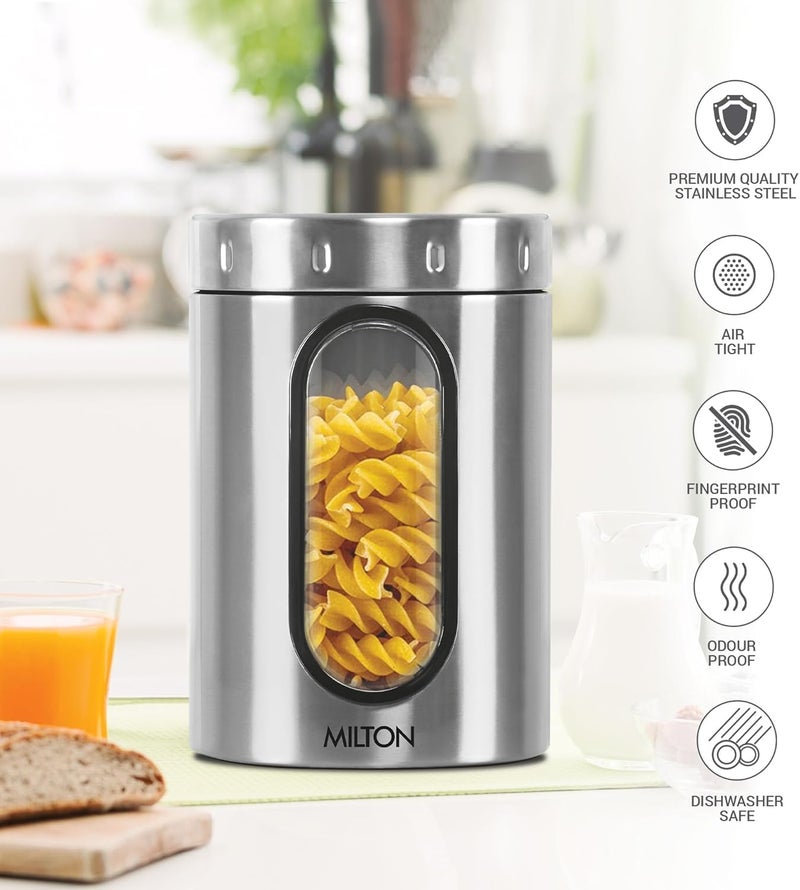 MILTON Steel Crispy 1000 Storage Jar, 1000 ml, Silver | Light Weight | Odour Proof | Dishwasher Safe | Air Tight | Single Walled | Easy to Clean | Kitchen Container - Image 3