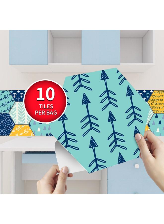 Bluejw 10 Pieces Hexagon Sticker Cartoon Children's Six Side Decorative Stickers Enlightenment Wall Stickers Bathroom Bedroom Floor Stickers - Image 2