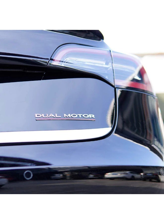 أتش بي أس شارة كروم ثلاثية الأبعاد "Dual Motor" – قطعة واحدة – متوافقة مع سيارات تسلا موديل 3 / X / Y - Image 3