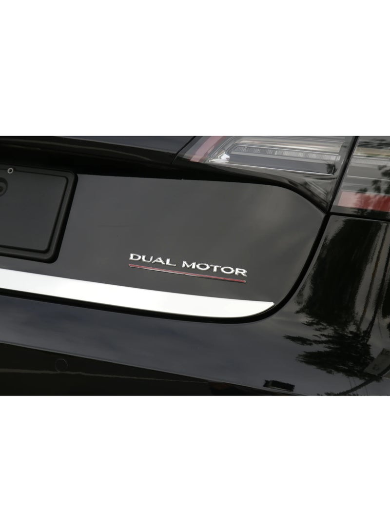 أتش بي أس شارة كروم ثلاثية الأبعاد "Dual Motor" – قطعة واحدة – متوافقة مع سيارات تسلا موديل 3 / X / Y - Image 2