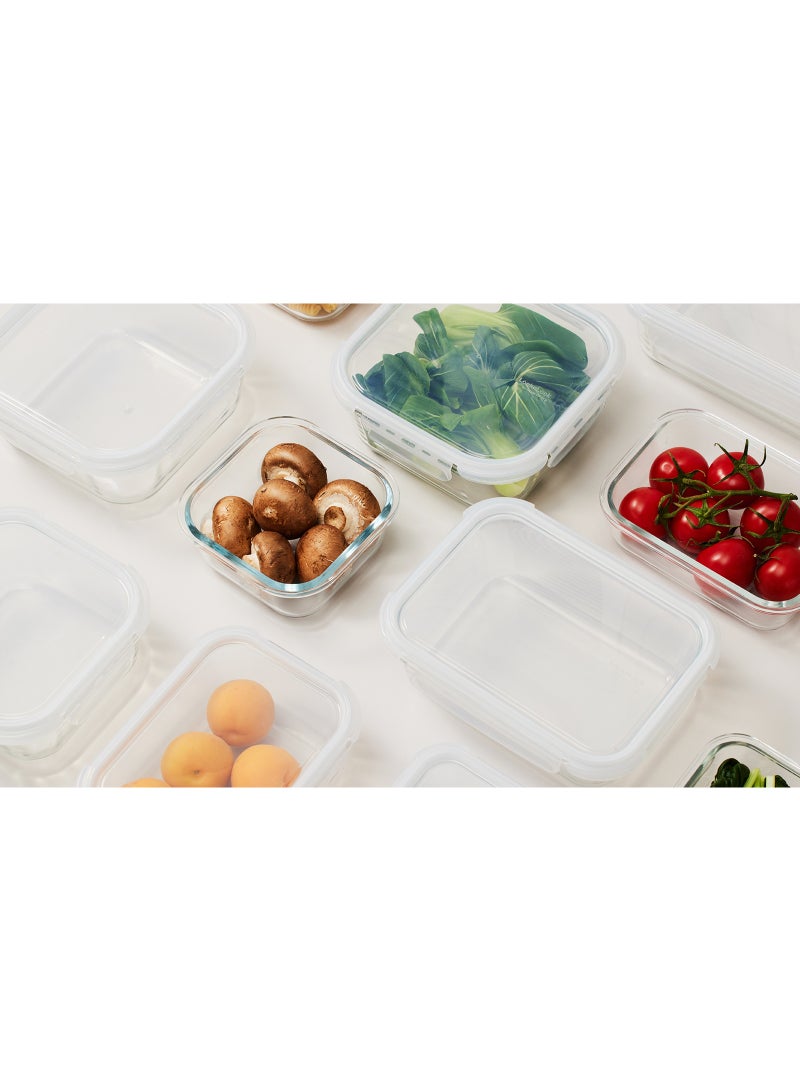LocknLock Stackable Tempered Glass Food Container Set of 4, Rectangle (370ml–1500ml) | Airtight, Leakproof | Oven & Microwave Safe - Image 3