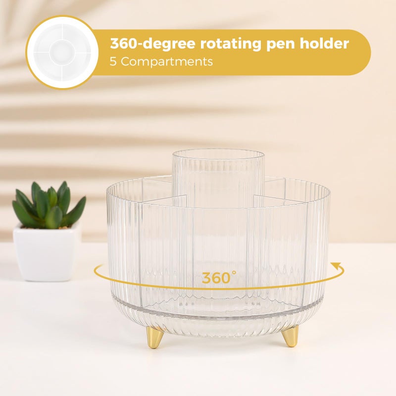 SKYDUE Gold Office Supplies Set, Pencil Holder for Desk,Gel Pen, Stapler, Tape Dispenser, Scissors,Clips and 1000pcs Staples, Office Decor for Women, Gold Desk Accessories - Image 3