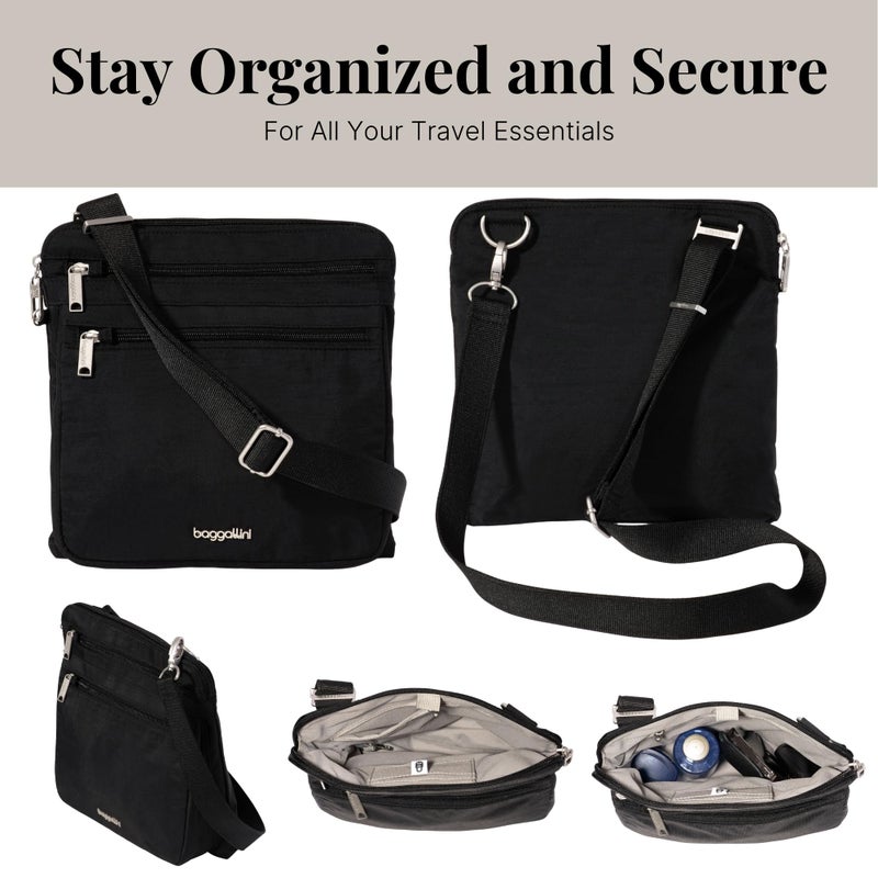 Baggallini Securtex Anti-Theft Large Crossbody 10"x10" Travel Purse with RFID, Locking Zippers & Cut-Resistant Strap - Image 4