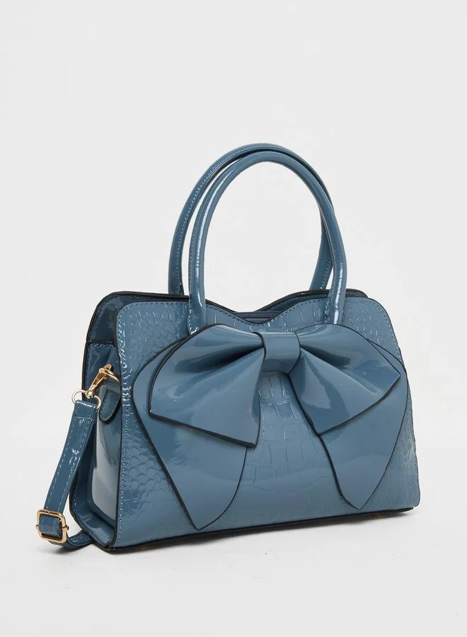 تايك تو Take Two Croc Skin Handbag with Bow Detail