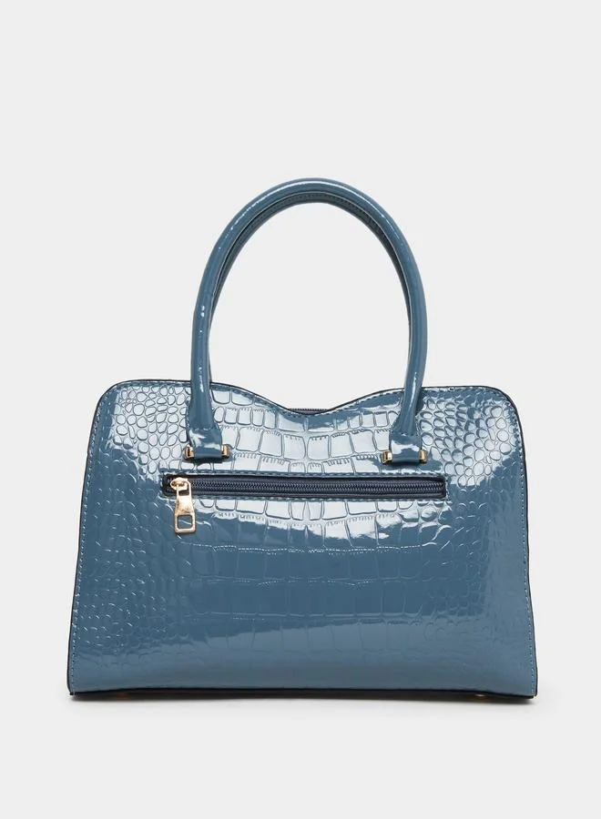 تايك تو Take Two Croc Skin Handbag with Bow Detail