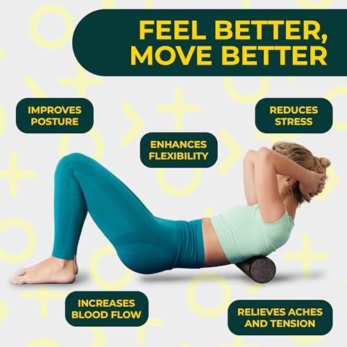 Deep Recovery أسطوانة اليوغا للتعافي العميق للعلاج الطبيعي والتمارين - أسطوانة ظهر صلبة لآلام الظهر والساقين والكتفين، بحجم 12 بوصة × 4 بوصة للسفر - تدليك الأنسجة العميقة لإطلاق اللفافة العضلية - Image 4