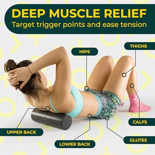 Deep Recovery أسطوانة اليوغا للتعافي العميق للعلاج الطبيعي والتمارين - أسطوانة ظهر صلبة لآلام الظهر والساقين والكتفين، بحجم 12 بوصة × 4 بوصة للسفر - تدليك الأنسجة العميقة لإطلاق اللفافة العضلية - Image 2